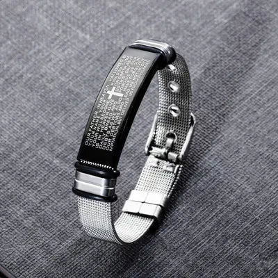 Black Titanium Steel Bracelet with Christian Verses
