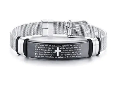 Black Titanium Steel Bracelet with Christian Verses