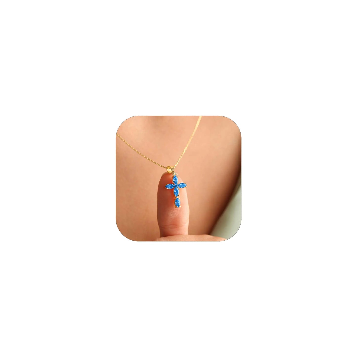 Cross Necklace for Women Dainty Gold Cross Birthstone Necklace 14K Gold Plated Cross Pendant Necklaces for Women Trendy Gold Jewelry Gifts