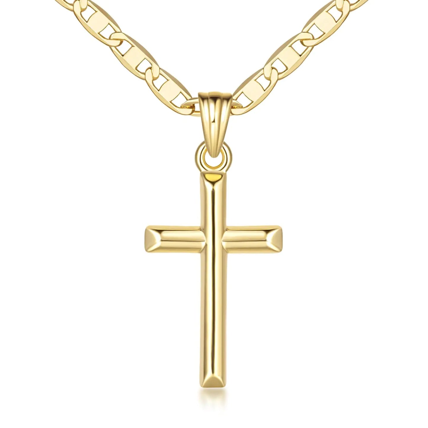 JADE KOS Cross Necklace for Women 14K Gold Cross Necklaces for Women Cross Chain Minimalist Gold Cross Pendant Necklaces for Womens Gold Cross Necklace Faith Gold Jewelry Gifts 26mm