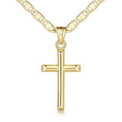 JADE KOS Cross Necklace for Women 14K Gold Cross Necklaces for Women Cross Chain Minimalist Gold Cross Pendant Necklaces for Womens Gold Cross Necklace Faith Gold Jewelry Gifts 26mm