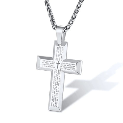 Supcare Cross Necklace for Men With Bible Verse Men Collares De Hombre Cross Necklace for Men Big Cross Necklace Mens Necklace Silver Cross Pendant